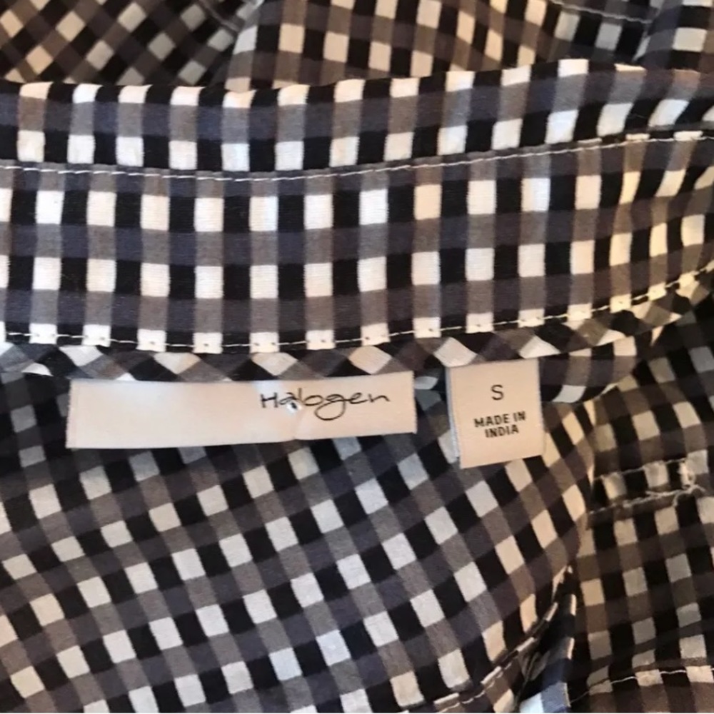 Halogen Gingham Plaid Blouse Button Down Shirt Top - image 4
